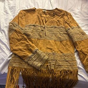 Reba 70s looking Tan Lace Fringe Jacket